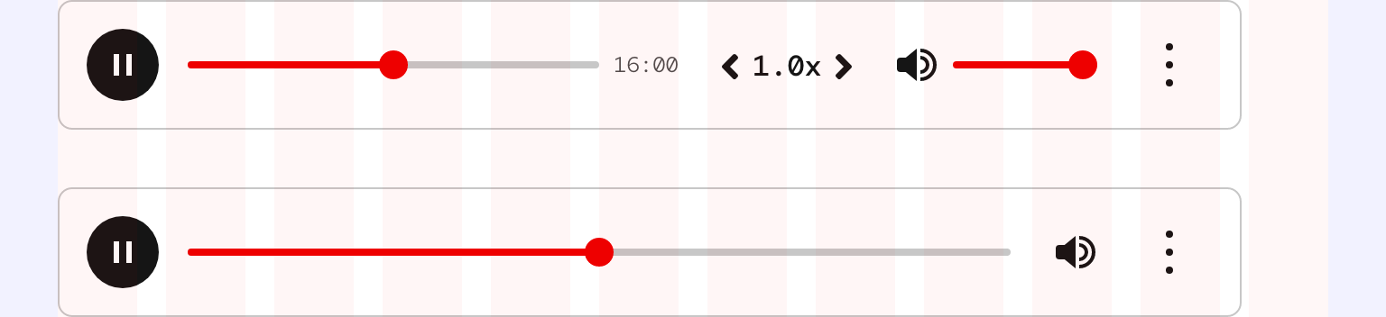 Image of the Full player and a stretched Compact player on large breakpoints