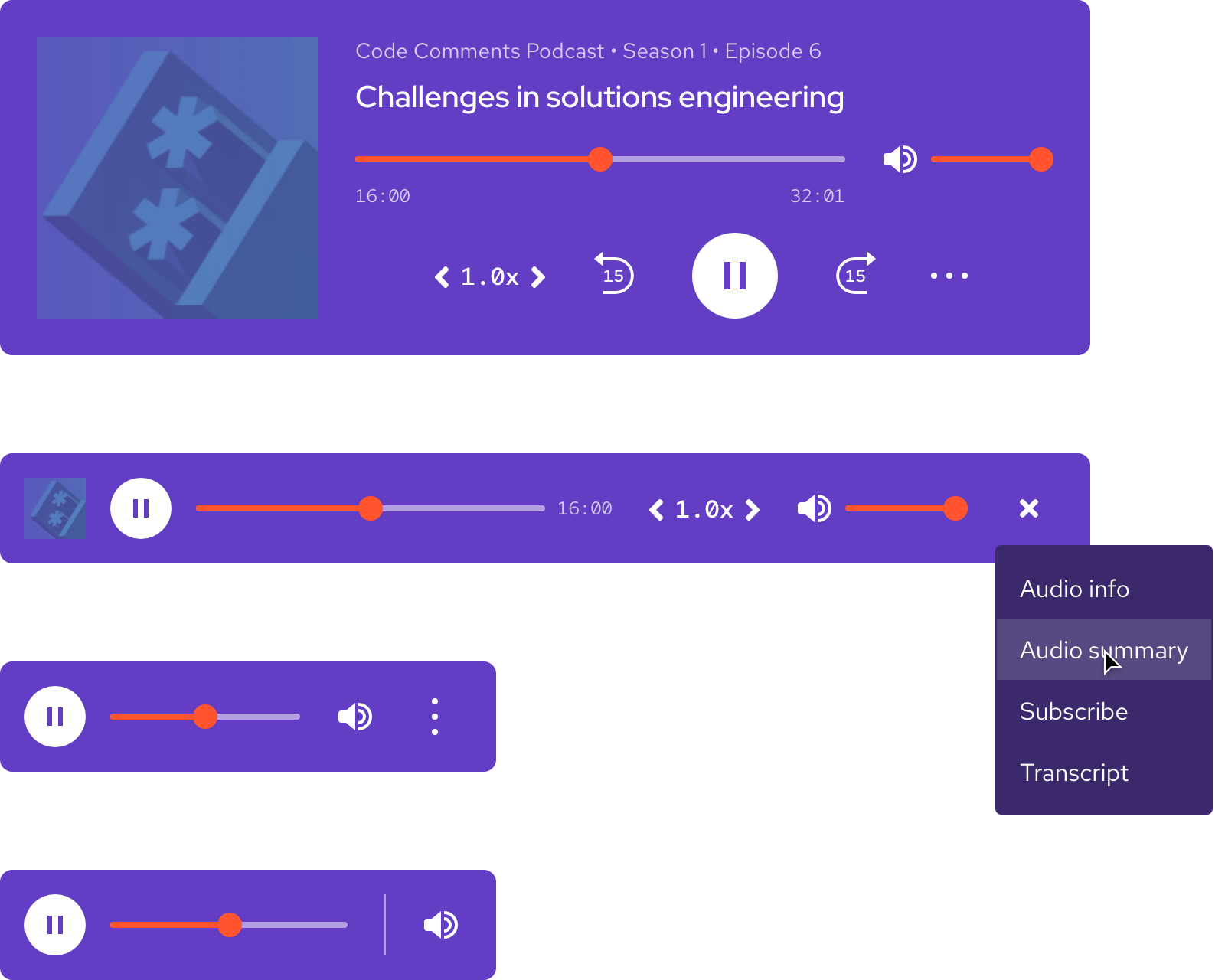 Image of custom theme audio players