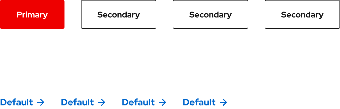 Image of two rows of 
    calls to action with four variants in each row which is incorrect usage