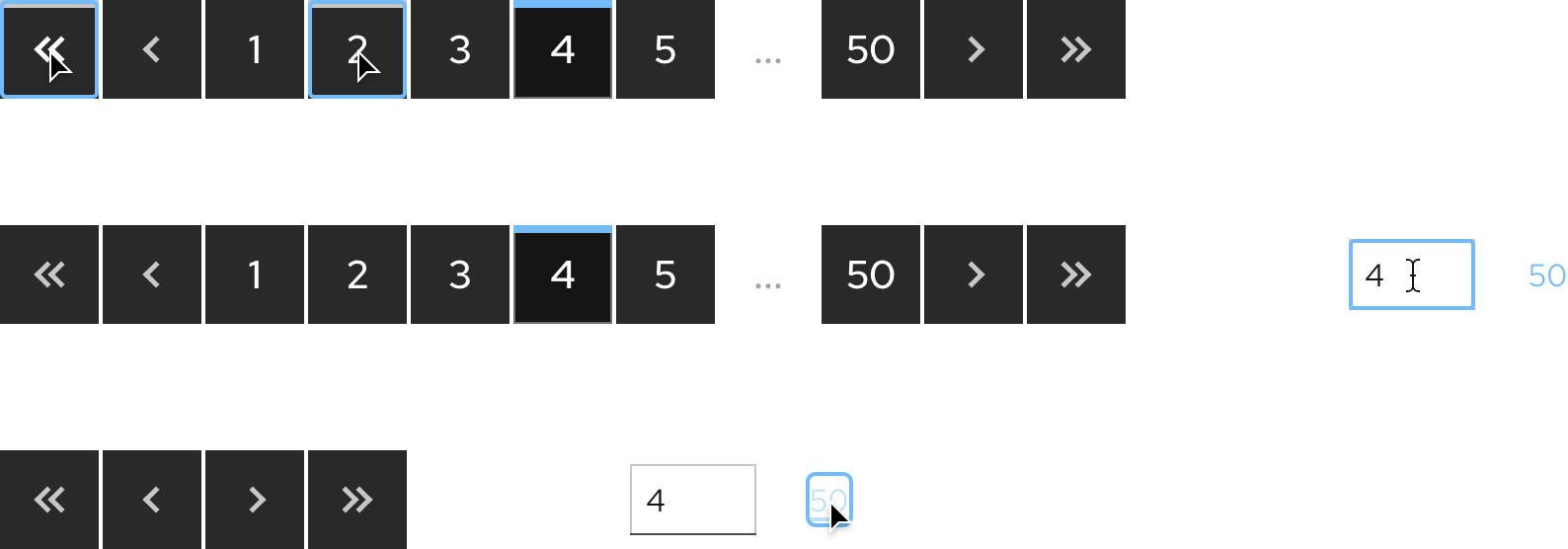 Image of dark theme pagination active states