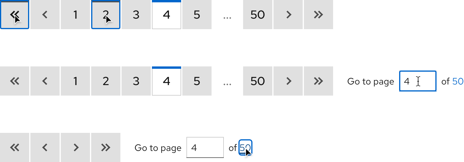 Image of light theme pagination active states