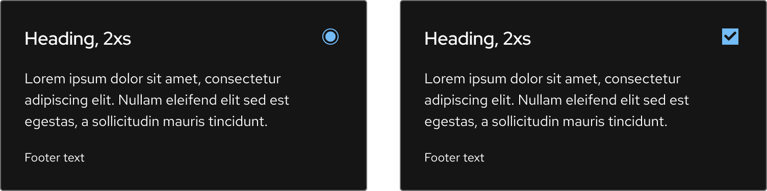 When selected, the form input of dark theme selectable tiles appears light blue and filled or checked